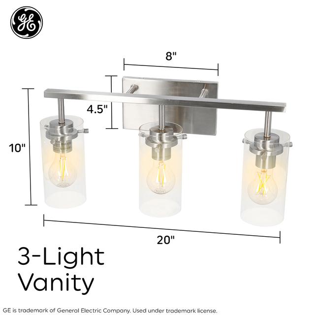 GE 3-Light Vanity Mentor Family Traditional Brushed Nickel
