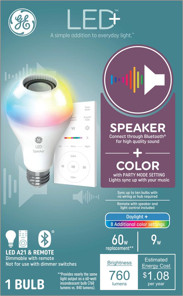 GE LED Speaker Daylight and Color 60W Replacement Indoor General