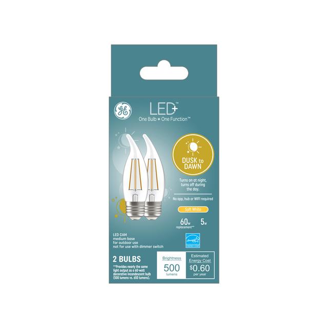 Ampoules décoratives LED+ du crépuscule à l’aube, lumière de sécurité marche/arrêt automatique, blanc doux, CA11 ( 2 paquet)