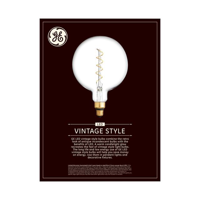 GE Vintage LED 40 Watt Replacement, Candlelight, G63 Deco - Globe Bulb (1 Pack)