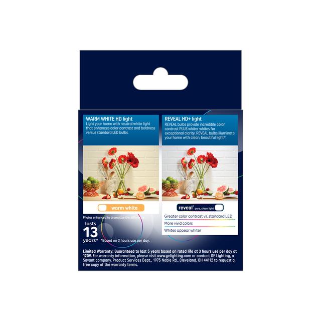 GE Reveal HD+ LED 40 Watt Replacement, Reveal, A15 Ceiling Fan Bulbs (2 Pack)