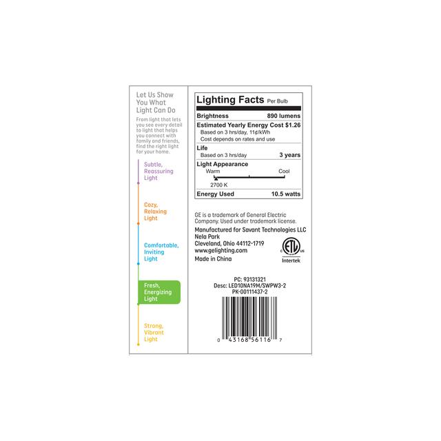 GE Basic LED 75 Watt Replacement, Soft White, A19 General Purpose Bulbs (2 Pack)