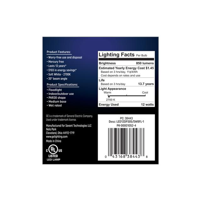 GE Classic/LED Core LED 75 Watt Replacement, Soft White, PAR30 Outdoor Floodlight Bulbs (1 Pack)