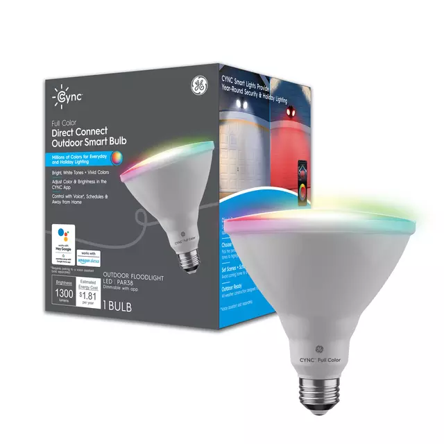 CYNC Full Color Direct Connect Outdoor Smart Bulb (1 LED PAR38 Smart Light)