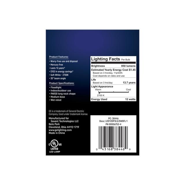 GE Classic/LED Core LED 75 Watt Replacement, Soft White, PAR30L Outdoor Floodlight Bulb (1 Pack)