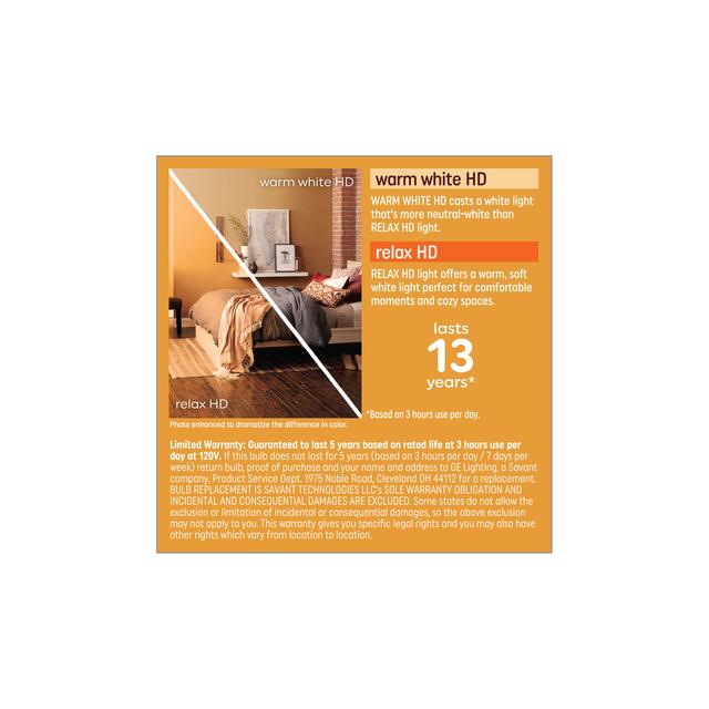 GE Relax HD LED 60 Watt Replacement, Warm White, A15 Ceiling Fan Bulbs (2 Pack)