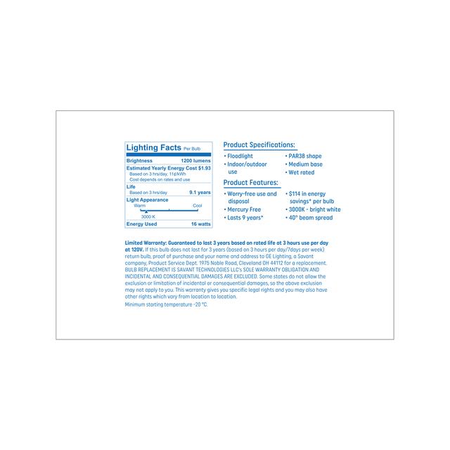 GE Basic LED 120 Watt Replacement, Bright White, PAR38 Outdoor Floodlight Bulbs (2 Pack)