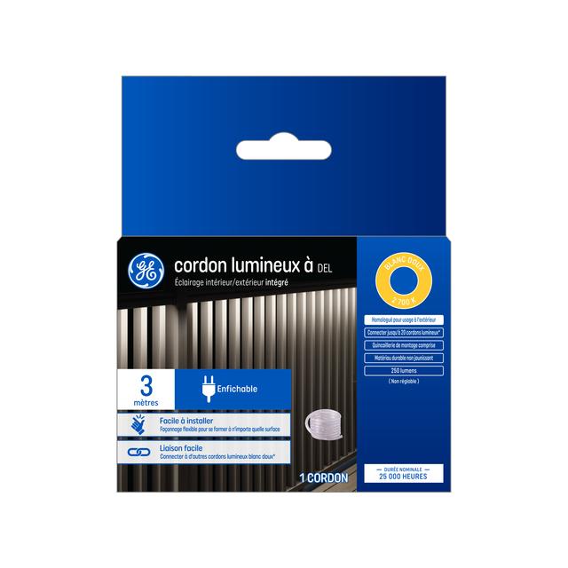 GE Rope Light Soft White 6W LED Outdoor Rated 10ft Plug-In Light Fixture