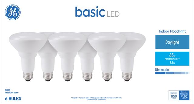 GE Basic LED 65 Watt Replacement Daylight BR30 Indoor Floodlight