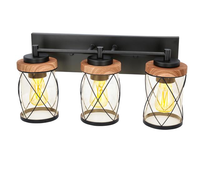 GE 20" 3-Light Vanity Glenwillow Family Farmhouse, Wood tones