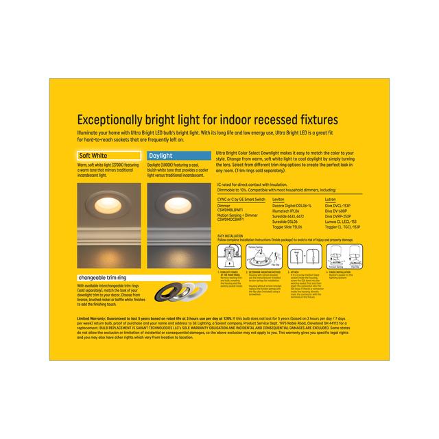 GE Ultra Bright, 150 Watt Replacement, Daylight or Soft White, RS6 Indoor 6-Inch Recessed Downlights (3 Pack)