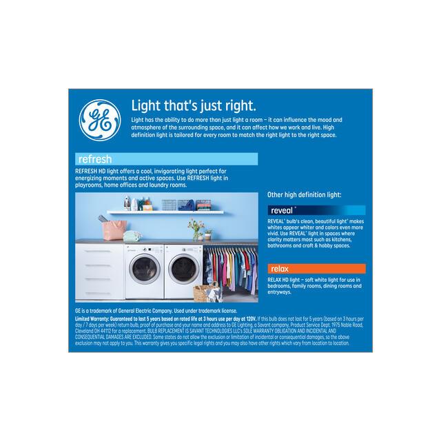 GE Refresh HD LED 100 Watt Replacement, Daylight, A19 General Purpose Bulbs (2 Pack)
