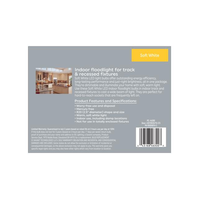 GE Classic LED 45 Watt Replacement, Soft White, R20 Indoor Floodlight Bulbs (3 Pack)