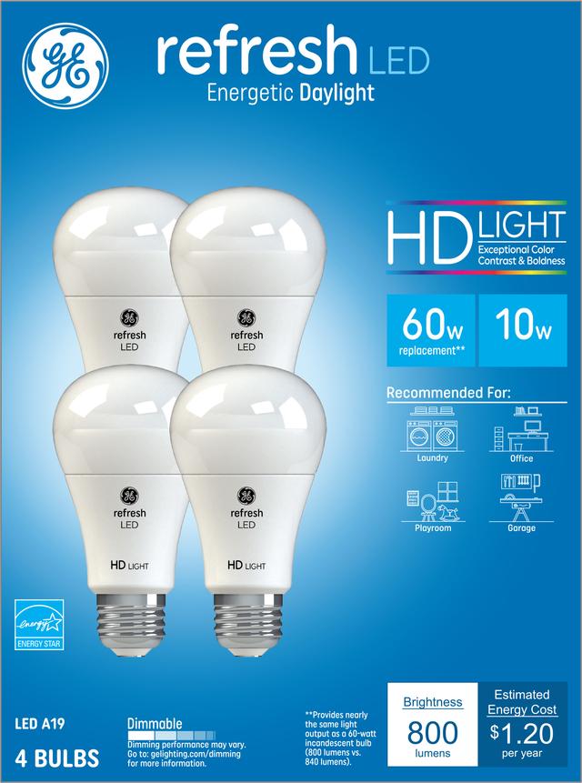 GE Refresh HD Daylight 60W Replacement LED Light Bulbs White 