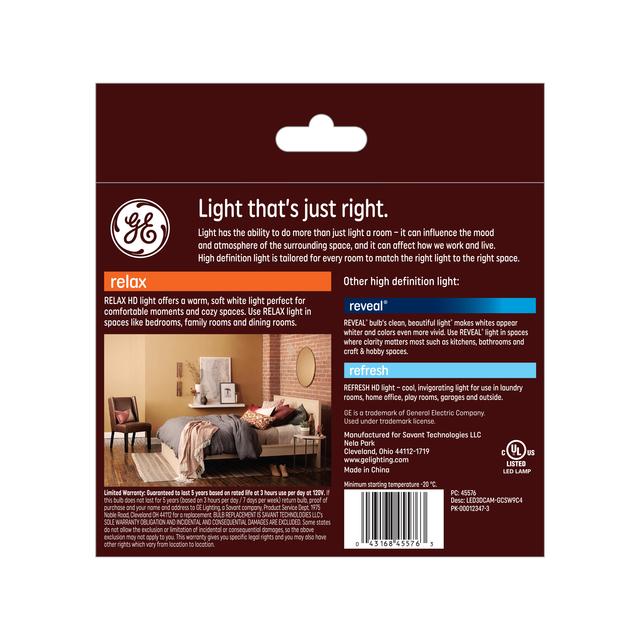 GE Relax HD LED 25 Watt Replacement, Soft White, CA11 Deco - Candle Bulbs (4 Pack)