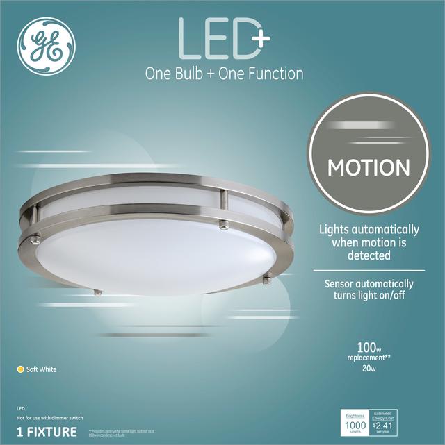 GE LED+ Motion Soft White2 W Plafonnier LED intégré de remplacement NNWRDPH1