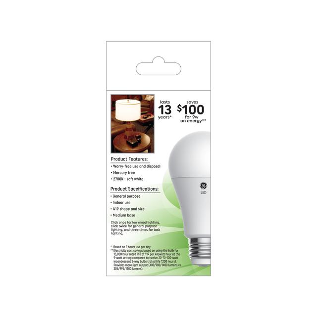 GE Classic LED 100/70/30 Watt Replacement, Soft White, A19 3-Way Bulbs (1 Pack)