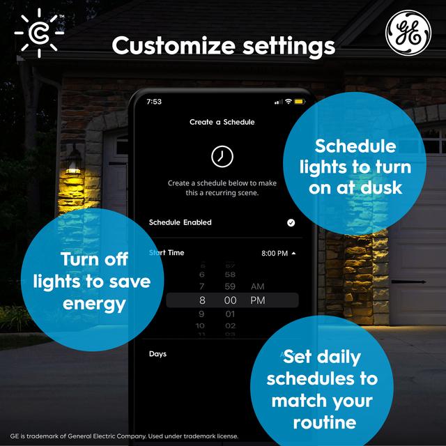 GE Cync PAR38 Smart LED Light Bulbs, Color Changing Outdoor