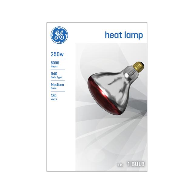 GE Incandescent Heat Lamp, 250 Watts, BR40 Bulb (1 Pack)