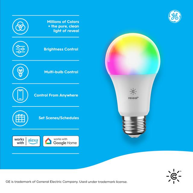 Cync Full Color reveal® Smart Bulb (1 LED A19 Bulb), 60W Replacement, Bluetooth/Wifi Enabled, Works With Alexa, Google Assistant Without Hub