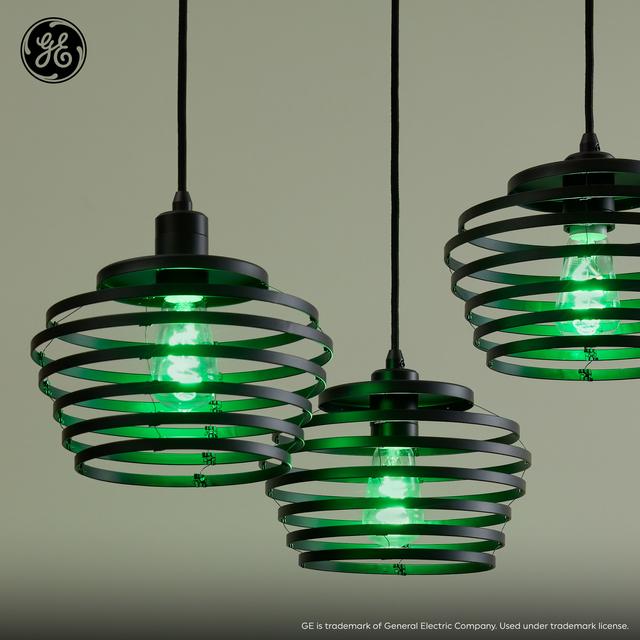 GE Industrial Spiral Pendant Light Fixture, Matte Black, 72inches