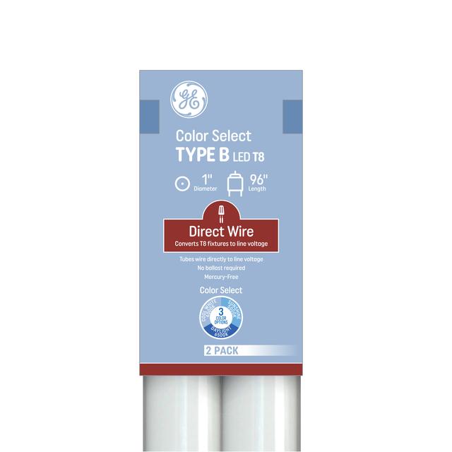 GE Color Select LED 43 Watt, T8 LED Tube Bulbs (2 Pack)