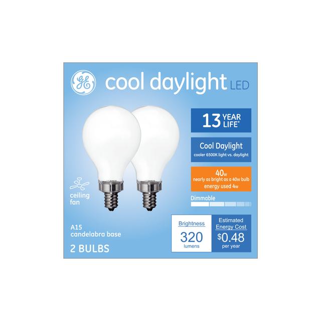 GE Classic LED 40 Watt Replacement, Cool Daylight, A15 Ceiling Fan Bulbs (2 Pack)