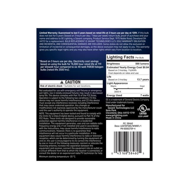 GE Classic/LED Core LED 45 Watt Replacement, Warm White, PAR38 Outdoor Floodlight Bulbs (1 Pack)