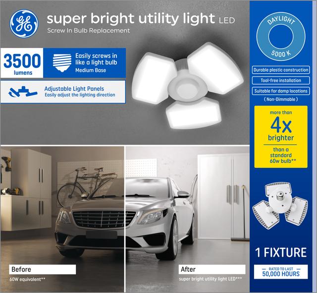 GE Super Bright Utility Light Soft White LED Screw In Fixture
