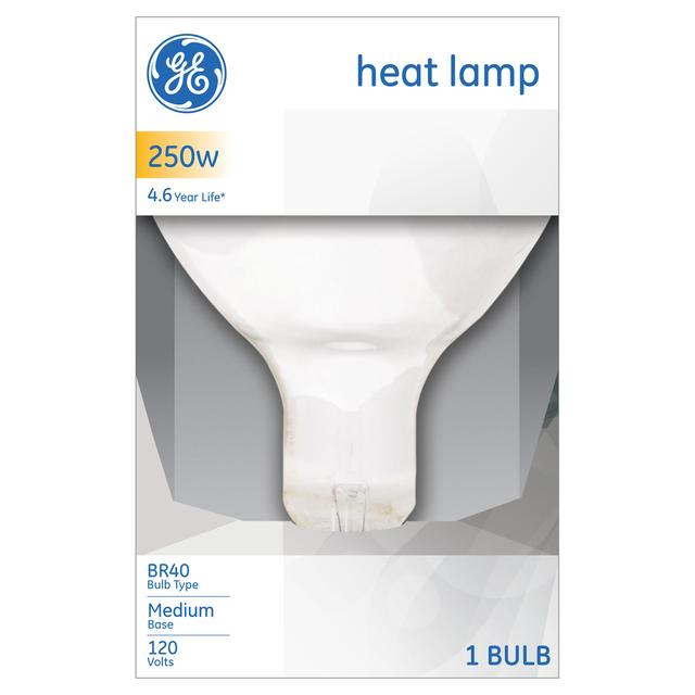 GE Incandescent Heat Lamp, 250 Watts, BR40 Bulb (1 Pack)