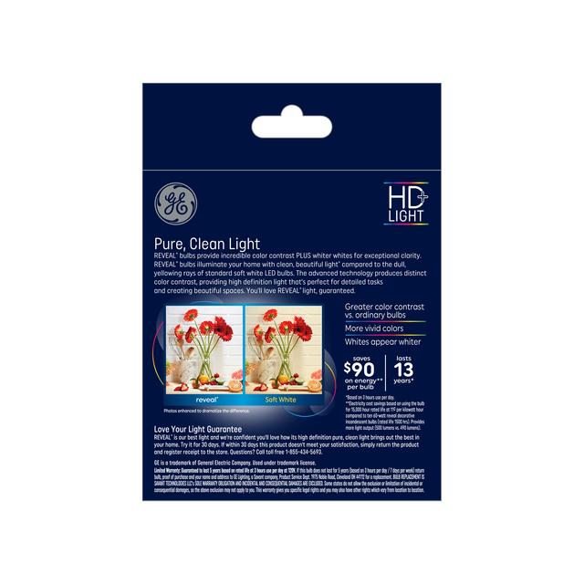GE Reveal HD+ LED 60 Watt Replacement, Reveal, B11 Deco - Candle Bulbs (3 Pack)
