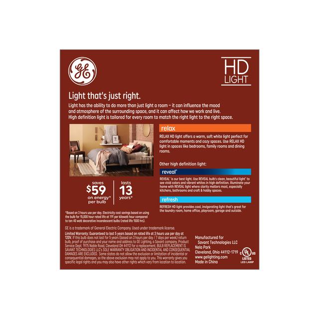 GE Relax HD LED 40 Watt Replacement, Soft White, B11 Deco - Candle Bulbs (3 Pack)