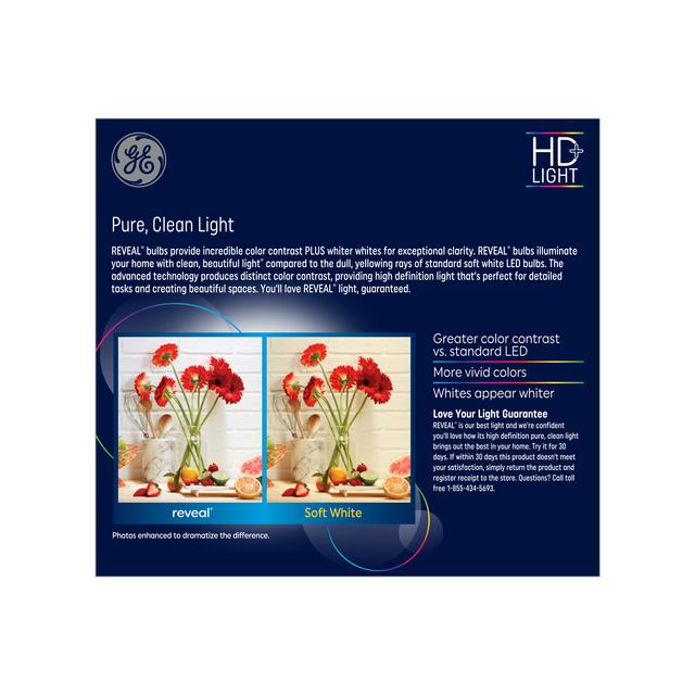 GE Reveal HD+ LED 65 Watt Replacement, Reveal, BR30 Indoor Floodlight Bulbs (2 Pack)