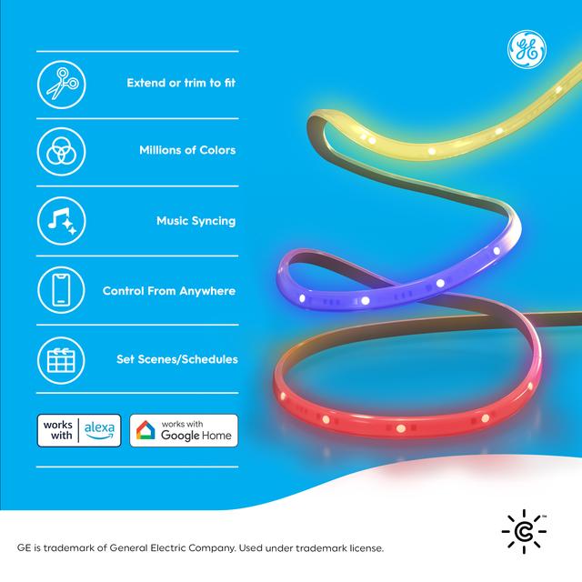 Statistisk fraktion At bidrage Cync Full Color Dynamic Effects Light Strip (16 Foot Color Changing LED  Light Strip + Power Supply), Bluetooth/WiFi Light Strip, Under Cabinet LED  Strip Light, Power Supply Included