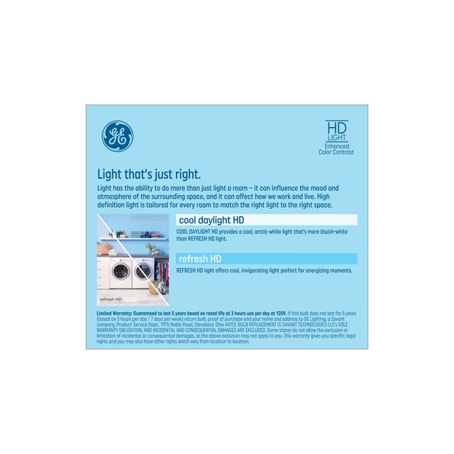 GE Refresh HD LED 100 Watt Replacement, Cool Daylight, A19 General Purpose Bulbs (2 Pack)