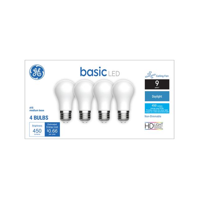 GE Basic 60-Watt EQ A15 Warm White LED Light Bulb (4-Pack) GE Basic 60-Watt EQ A15 Warm White LED Light Bulb (4-Pack)