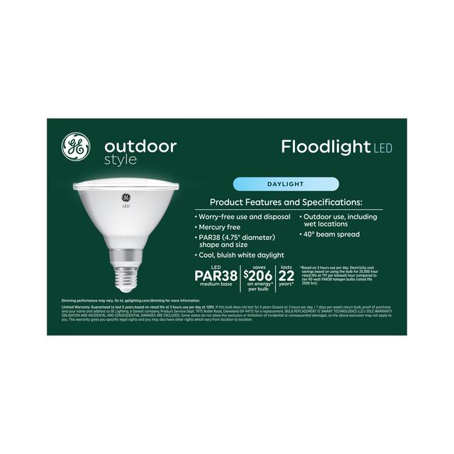 GE Outdoor Style LED 90 Watt Replacement,Daylight, PAR38 Outdoor Floodlight Bulbs (4 Pack)