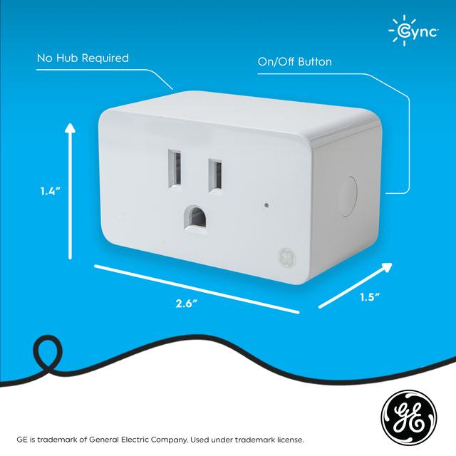 GE CYNC Indoor Smart Plug, Works with Alexa and Google Assistant, Bluetooth and Wi-Fi Enabled (1 Pack)