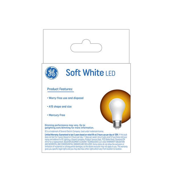 GE Basic LED 60 Watt Replacement, Soft White, A15 Ceiling Fan Bulbs (2 Pack)