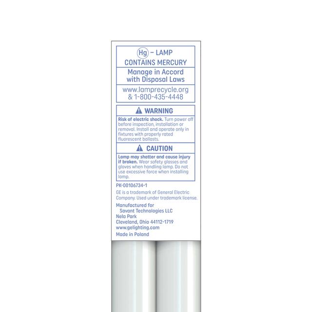 GE Cool White 59 Watt, T8 Fa8 Base Fluorescent Tube 2 Pack