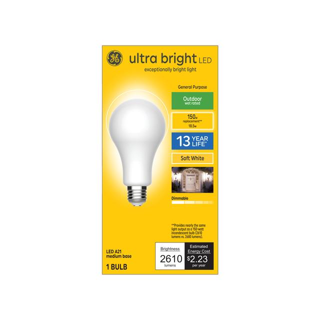 GE Ultra Bright LED 150 Watt Replacement, Soft White, A21 General Purpose Bulb (1 Pack)