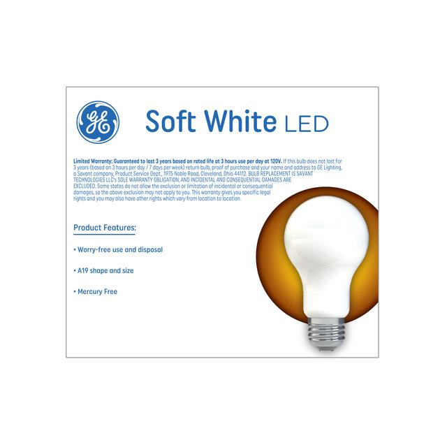 GE Basic LED 100 Watt Replacement, Soft White, A19 General Purpose Bulbs (2 Pack)