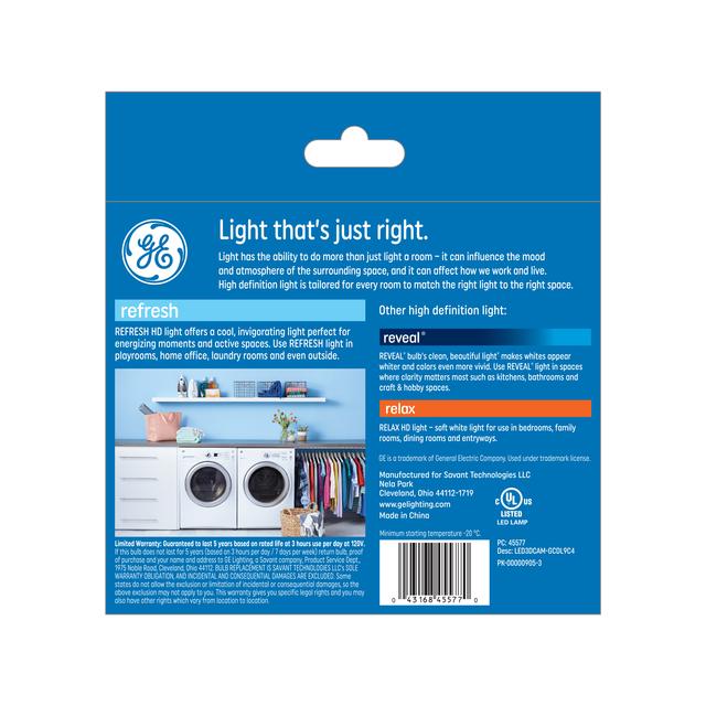 GE Refresh HD LED 25 Watt Replacement, Daylight, CA11 Deco - Candle Bulbs (4 Pack)