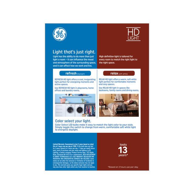 GE Color Select LED 100 Watt Replacement, A21 General Purpose Bulbs (4 Pack)