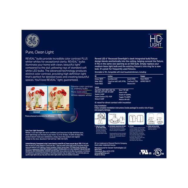 GE Reveal LED Recessed Downlight Fixture, 65 Watt Replacement, 6-Inches, RS6 (1 Pack)