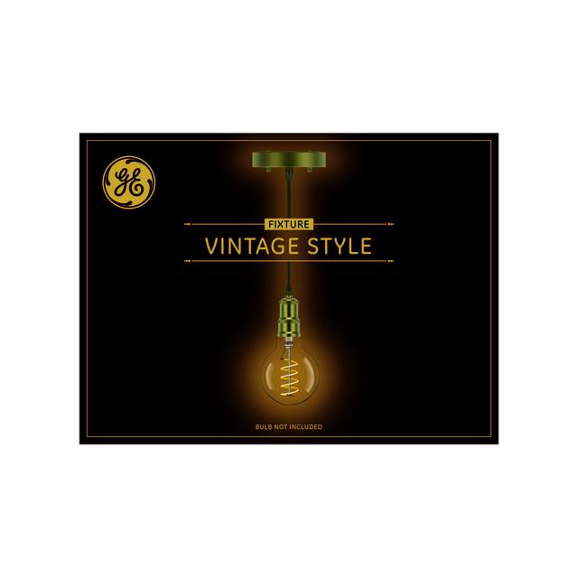 Back package of GE Vintage Style Soft Gold Pendant Fixture