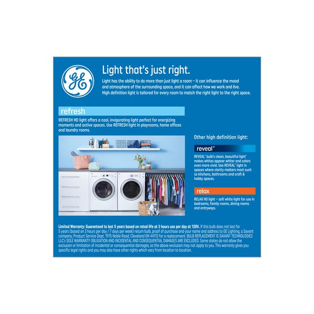 GE Refresh HD LED 60 Watt Replacement, Daylight, A19 General Purpose Bulbs (2 Pack)
