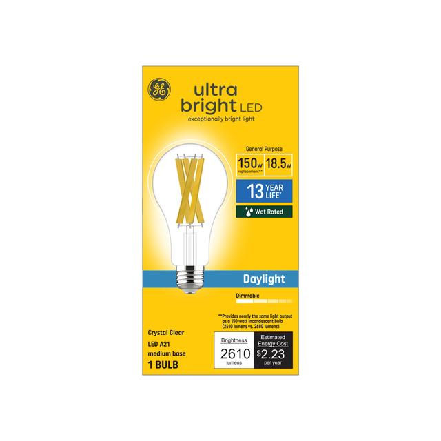 GE Ultra Bright LED 150 Watt Replacement, Daylight, A21 General Purpose Bulb (1 Pack)