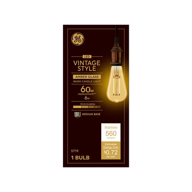 GE Vintage LED 60 Watt Replacement, Candlelight, ST19 Edison Bulb (1 Pack)