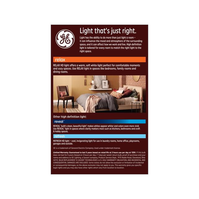 GE Relax HD LED 60 Watt Replacement, Soft White, G40 Deco - Globe Bulb (1 Pack)